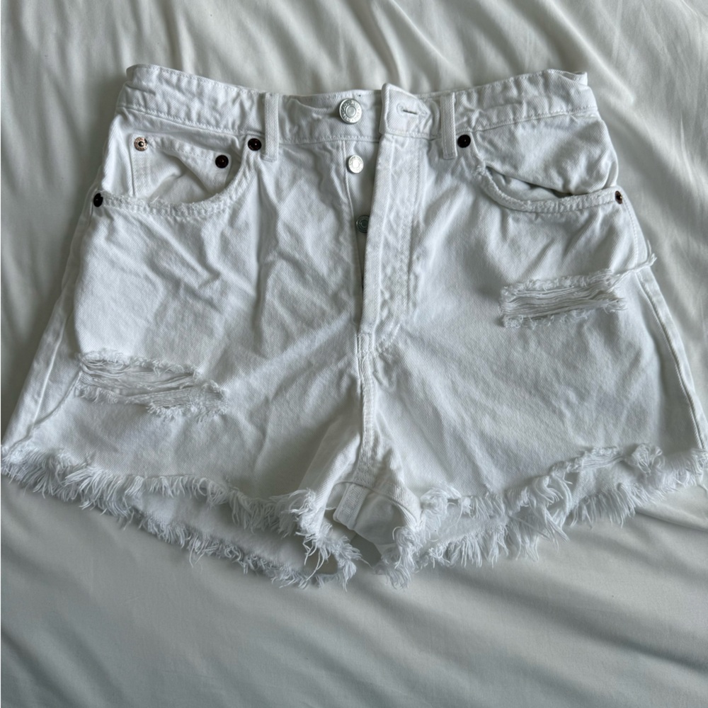 Zara Distressed White Shorts